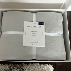 Boll & Branch Linen Duvet Set, Mist (Light Gray) Color, King/Cal.King, NIB